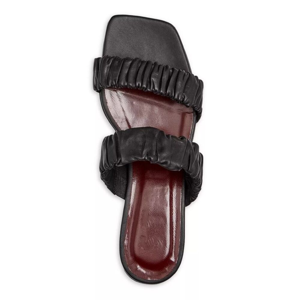 Staud Womens Maya Ruched Leather Slide Sandals 37 Black - NIB $265 - Picture 3 of 5